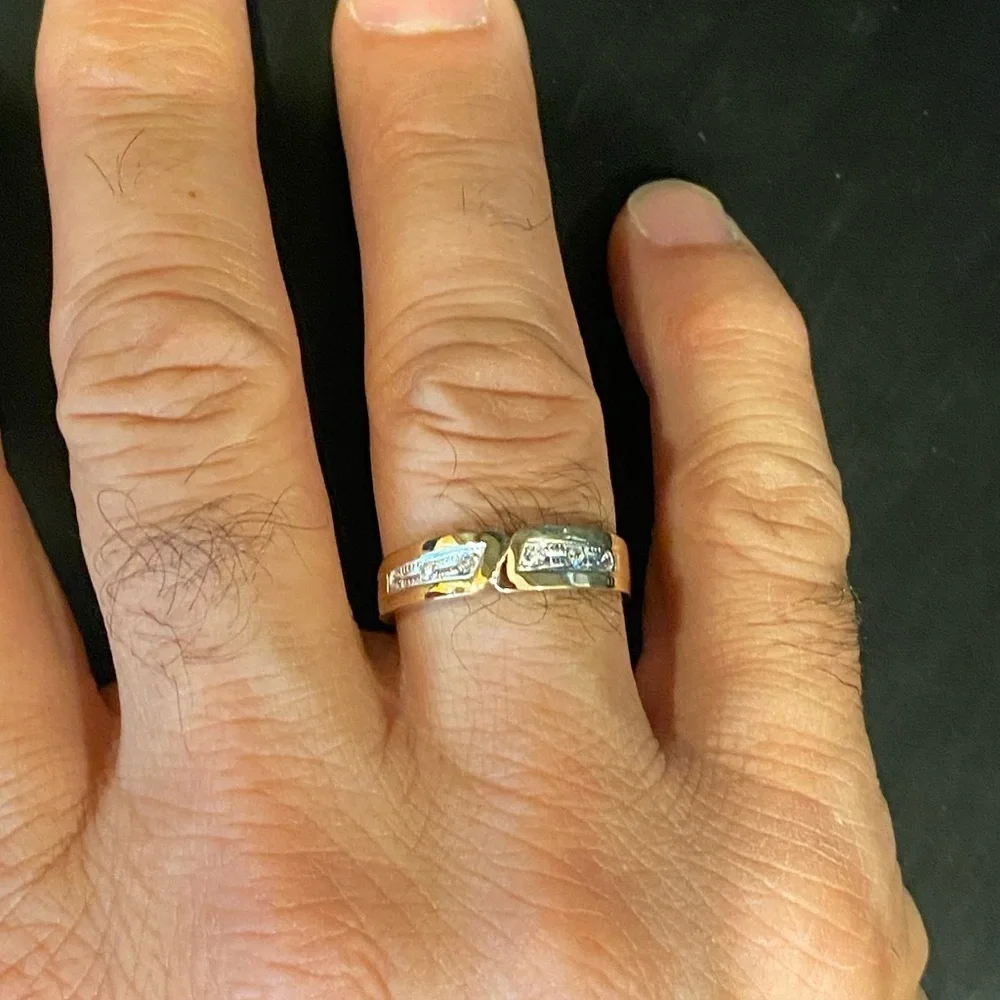 6mm Men's 14K Yellow Gold CZ Men's Wedding Band